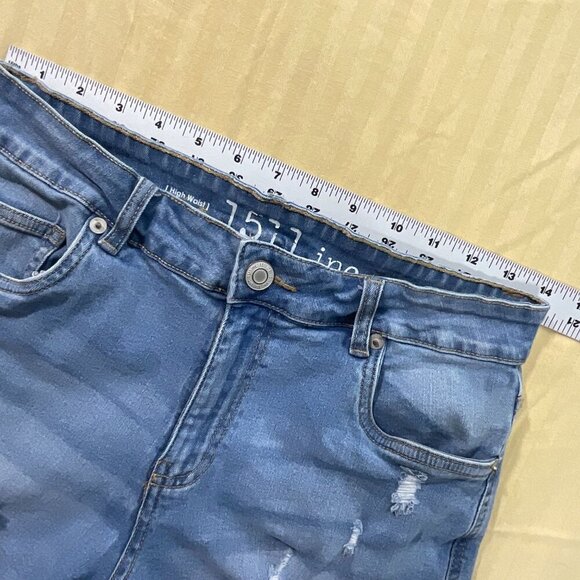 1511 Inc Shorts Womens 6 High Waist Distressed Blue Denim Cut Off Stretch Grunge - Picture 6 of 9